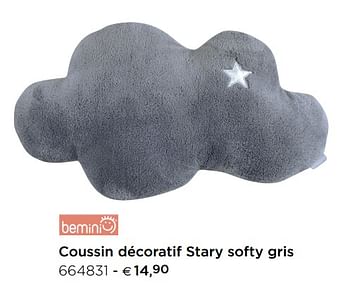 Promotions Coussin décoratif stary softy gris - Bemini - Valide de 01/01/2019 à 31/12/2019 chez Dreambaby