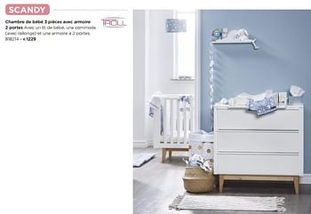 Promoties Chambre de bébé 3 pièces avec armoire 2 portes - Troll - Geldig van 01/01/2019 tot 31/12/2019 bij Dreambaby