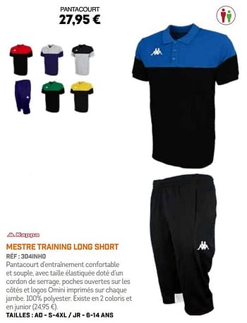 Promoties Mestre training long short - Kappa - Geldig van 01/10/2018 tot 31/03/2019 bij Sport 2000