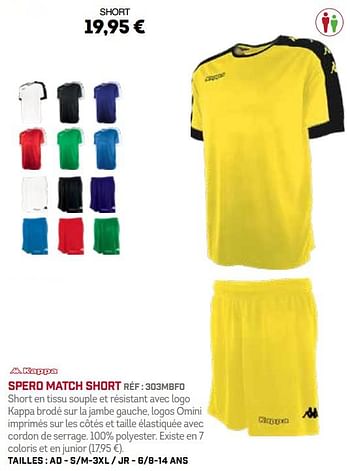 Promoties Spero match short - Kappa - Geldig van 01/10/2018 tot 31/03/2019 bij Sport 2000