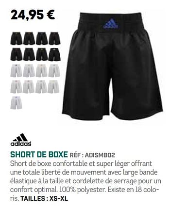 Promotions Short de boxe - Adidas - Valide de 01/10/2018 à 31/03/2019 chez Sport 2000