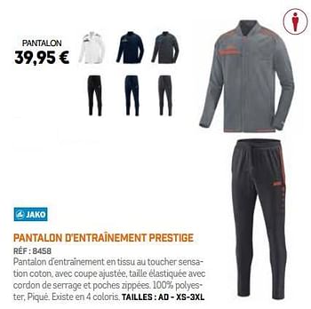 Promotions Pantalon d`entraînement prestige - Jako - Valide de 01/10/2018 à 31/03/2019 chez Sport 2000