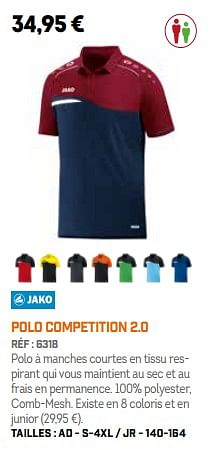 Promotions Polo competition 2.0 - Jako - Valide de 01/10/2018 à 31/03/2019 chez Sport 2000