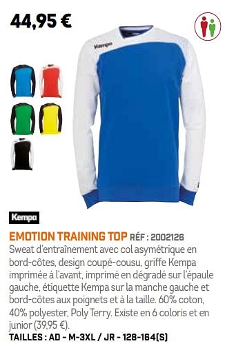 Promoties Emotion training top - Kempa  - Geldig van 01/10/2018 tot 31/03/2019 bij Sport 2000