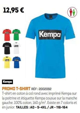 Promotions Promo t-shirt - Kempa  - Valide de 01/10/2018 à 31/03/2019 chez Sport 2000