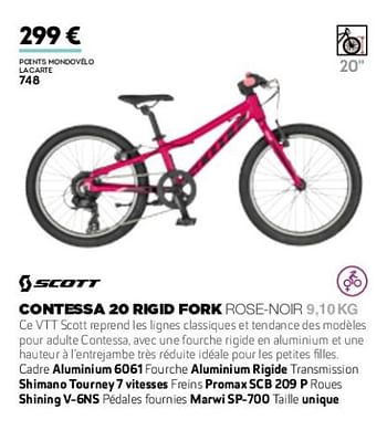 Promotions Contessa 20 rigid fork rose-noir 9.10 kg - Scott - Valide de 01/01/2019 à 31/12/2019 chez Sport 2000