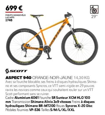 Promotions Aspect 940 orange-noir-jaune 14.30 kg - Scott - Valide de 01/01/2019 à 31/12/2019 chez Sport 2000