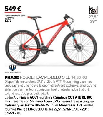 Promoties Phase rouge flamme-bleu ciel 14,30 kg - Mondraker  - Geldig van 01/01/2019 tot 31/12/2019 bij Sport 2000