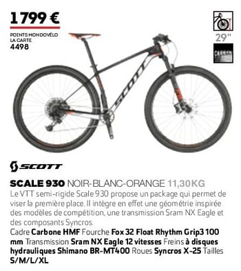 Promotions Scale 930 noir-blanc-orange 11.30kg - Scott - Valide de 01/01/2019 à 31/12/2019 chez Sport 2000