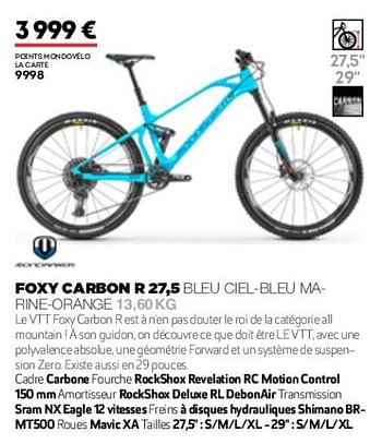Promotions Foxy carbon r 27,5 bleu ciel-bleu marine-orange 13,60 kg - Mondraker  - Valide de 01/01/2019 à 31/12/2019 chez Sport 2000