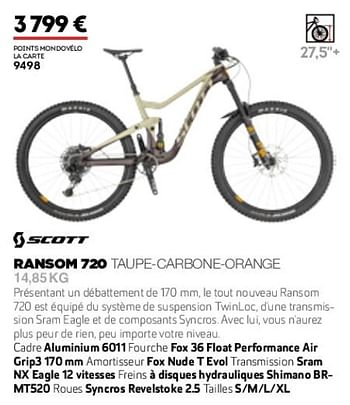 Promotions Ransom 720 taupe-carbon-orange 14,85 kg - Scott - Valide de 01/01/2019 à 31/12/2019 chez Sport 2000