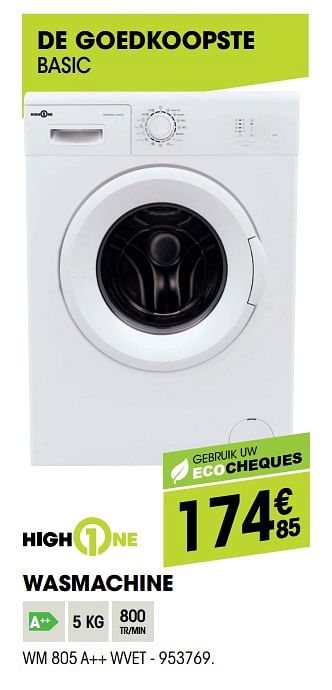 Promoties Highone wasmachine wm 805 a++ wvet - HighOne - Geldig van 31/01/2019 tot 19/02/2019 bij Electro Depot