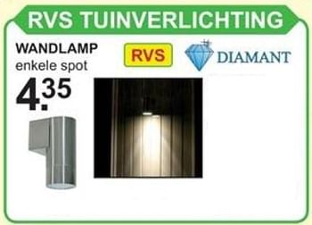 Figuur Cursus zwak Diamant Rvs tuinverlichting wandlamp - Promotie bij Van Cranenbroek