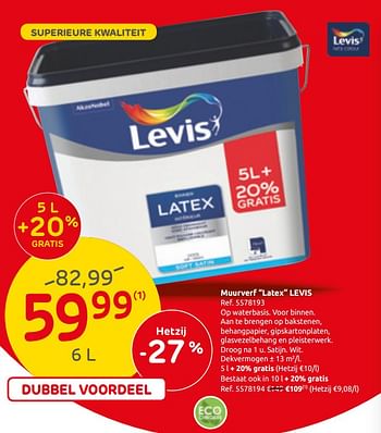 Promoties Muurverf latex levis - Levis - Geldig van 06/02/2019 tot 25/02/2019 bij Brico
