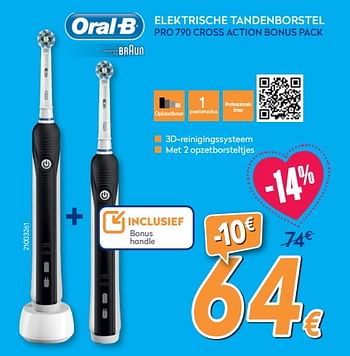 Promoties Oral-b elektrische tandenborstel pro 790 cross action bonus pack - Oral-B - Geldig van 01/02/2019 tot 24/02/2019 bij Krefel