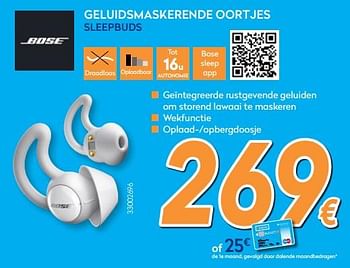 Promoties Bose geluidsmaskerende oortjes sleepbuds - Bose - Geldig van 01/02/2019 tot 24/02/2019 bij Krefel