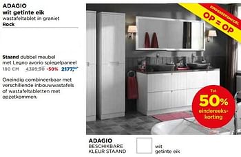 Promoties Staand dubbel meubel met legno avorio spiegelpaneel - Balmani - Geldig van 01/02/2019 tot 24/02/2019 bij X2O