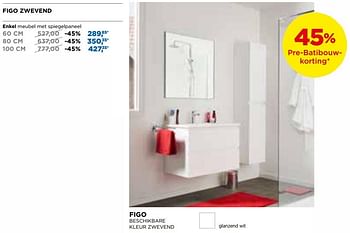 Promoties Enkel meubel met spiegelpaneel - Linie - Geldig van 01/02/2019 tot 24/02/2019 bij X2O
