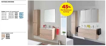 Promoties Dubbel meubel met spiegelpaneel - Linie - Geldig van 01/02/2019 tot 24/02/2019 bij X2O