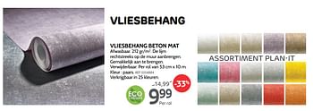 Promoties Vliesbehang beton mat - Huismerk - BricoPlanit - Geldig van 06/02/2019 tot 25/02/2019 bij BricoPlanit