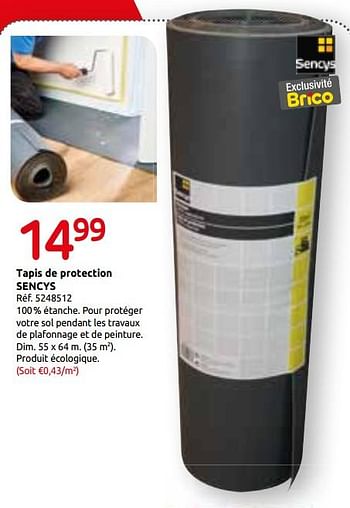 Promotions Tapis de protection sencys - Sencys - Valide de 06/02/2019 à 25/02/2019 chez Brico