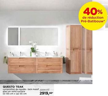 Promotions Questo teak composition de meuble - teck massif plan en solid surface - Balmani - Valide de 01/02/2019 à 24/02/2019 chez X2O