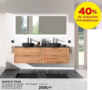 Promoties Questo teak composition de meuble - teck massif plan tablette en granit - Balmani - Geldig van 01/02/2019 tot 24/02/2019 bij X2O
