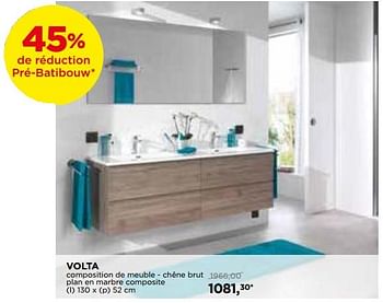 Promoties Volta composition de meuble - chêne brut plan en marbre composite - Storke - Geldig van 01/02/2019 tot 24/02/2019 bij X2O