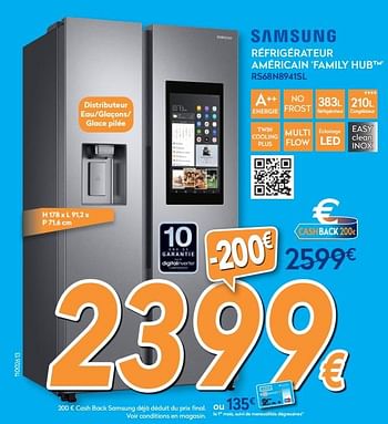 Promotions Samsung réfrigérateur américain `family hub` rs68n8941sl - Samsung - Valide de 01/02/2019 à 24/02/2019 chez Krefel