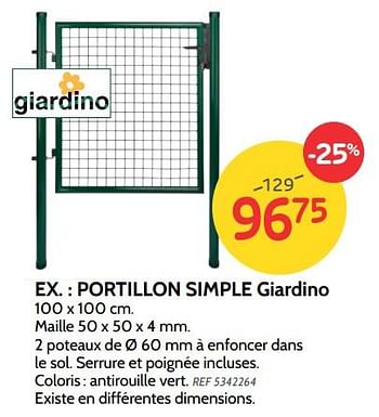 Promotions Portillon simple giardino - Giardino - Valide de 06/02/2019 à 25/02/2019 chez BricoPlanit