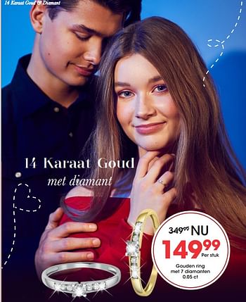 Promoties Gouden ring met 7 diamanten - Huismerk - Lucardi - Geldig van 28/01/2019 tot 17/02/2019 bij Lucardi