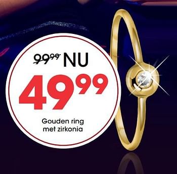 Promoties Gouden ring met zirkonia - Huismerk - Lucardi - Geldig van 28/01/2019 tot 17/02/2019 bij Lucardi