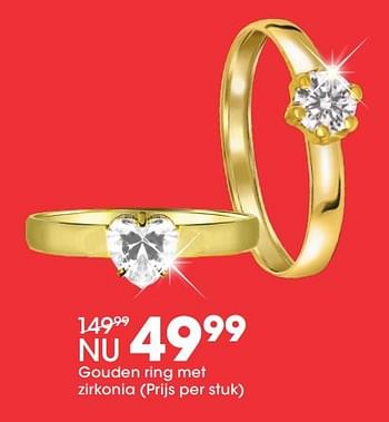 Promoties Gouden ring met zirkonia - Huismerk - Lucardi - Geldig van 28/01/2019 tot 17/02/2019 bij Lucardi