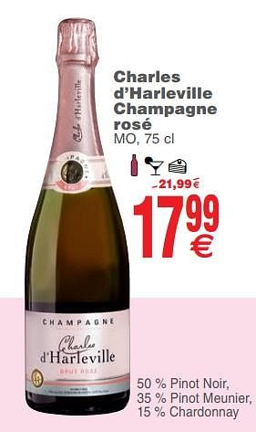 Promotions Charles d`harleville champagne rosé - Champagne - Valide de 29/01/2019 à 14/02/2019 chez Cora