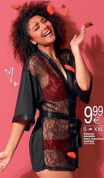 Promotions Kimono dentelle avec manches courtes - Produit maison - Cora - Valide de 29/01/2019 à 14/02/2019 chez Cora