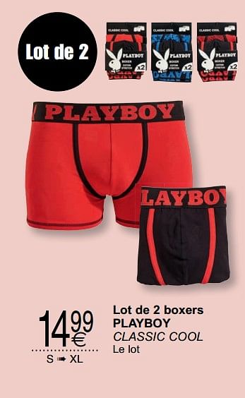 Promoties Lot de 2 boxers playboy classic cool - Playboy - Geldig van 29/01/2019 tot 14/02/2019 bij Cora
