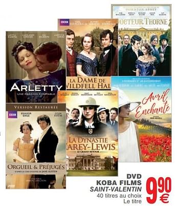 Promotions Dvd koba films saint-valentin - Produit maison - Cora - Valide de 29/01/2019 à 14/02/2019 chez Cora