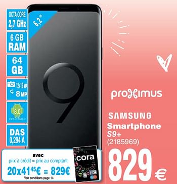 Promotions Samsung smartphone s9+ - Samsung - Valide de 29/01/2019 à 14/02/2019 chez Cora