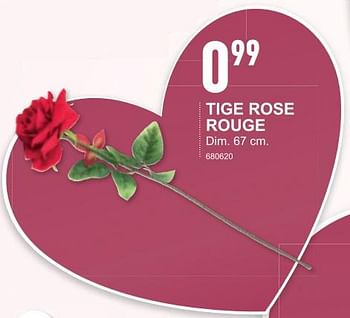 Promotions Tige rose rouge - Produit maison - Trafic  - Valide de 30/01/2019 à 03/02/2019 chez Trafic