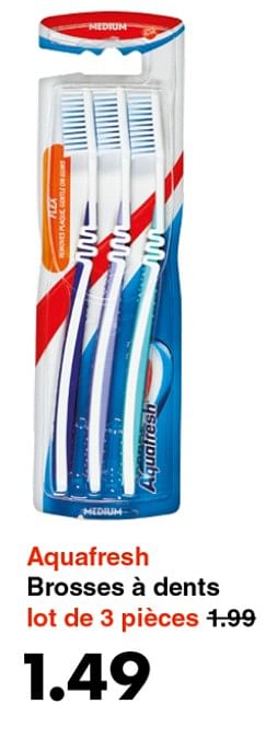 Promoties Aquafresh brosses à dents - Aquafresh - Geldig van 28/01/2019 tot 16/02/2019 bij Wibra