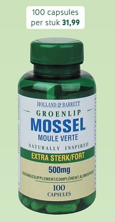 Promoties Groenlip mossel moule verte - Huismerk - Holland & Barrett - Geldig van 28/01/2019 tot 24/02/2019 bij Holland & Barret