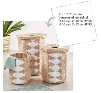 Promoties Yucca papierstro linnenmand met deksel - Huismerk - Casa - Geldig van 28/01/2019 tot 24/02/2019 bij Casa