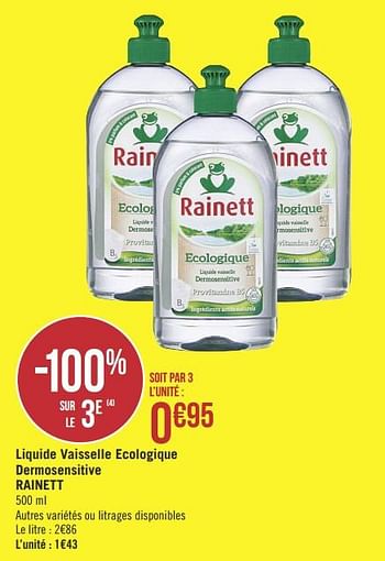 Liquide vaisselle dermosensitive Rainett 500 ml