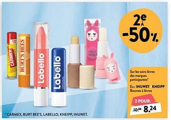 Promotions Inuwet +kneipp baumes à lèvres - Inuwet - Valide de 30/01/2019 à 26/02/2019 chez DI
