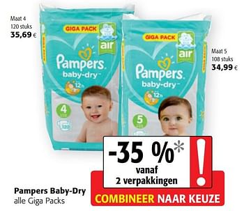 pk veronderstellen Antipoison Pampers Pampers baby-dry alle giga packs - Promotie bij Colruyt