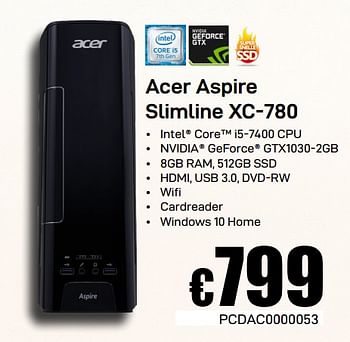 Promoties Acer aspire slimline xc-780 - Acer - Geldig van 01/02/2019 tot 09/02/2019 bij Compudeals