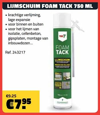 Promoties Lijmschuim foam tack - Tec 7 - Geldig van 01/02/2019 tot 28/02/2019 bij Bouwcenter Frans Vlaeminck