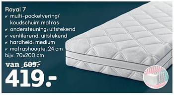 Promoties Multi-pocketvering- koudschuim matras royal 7 - Huismerk - Leen Bakker - Geldig van 01/02/2019 tot 17/02/2019 bij Leen Bakker