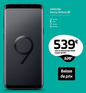 Promotions Samsung galaxy s9 black - Samsung - Valide de 31/01/2019 à 18/03/2019 chez Base