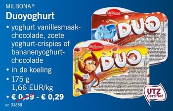 Promoties Duoyoghurt - Milbona - Geldig van 11/02/2019 tot 16/02/2019 bij Lidl